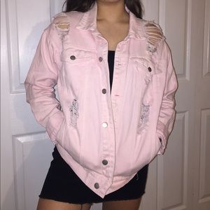 Pink Oversized Jean Jacket